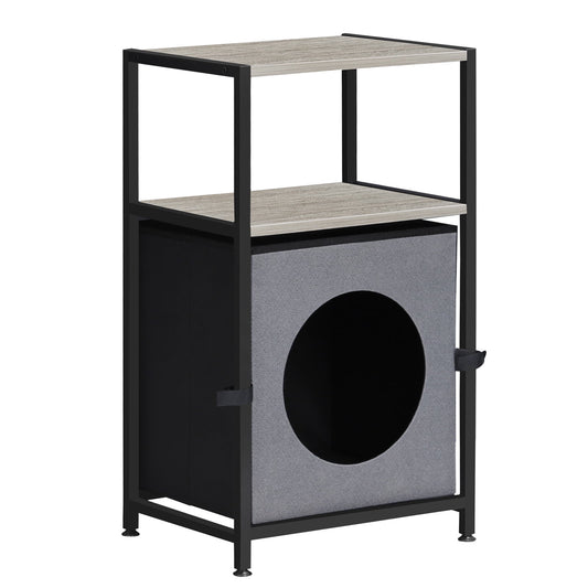 Mesita de Noche con Arena para Gatos Gris