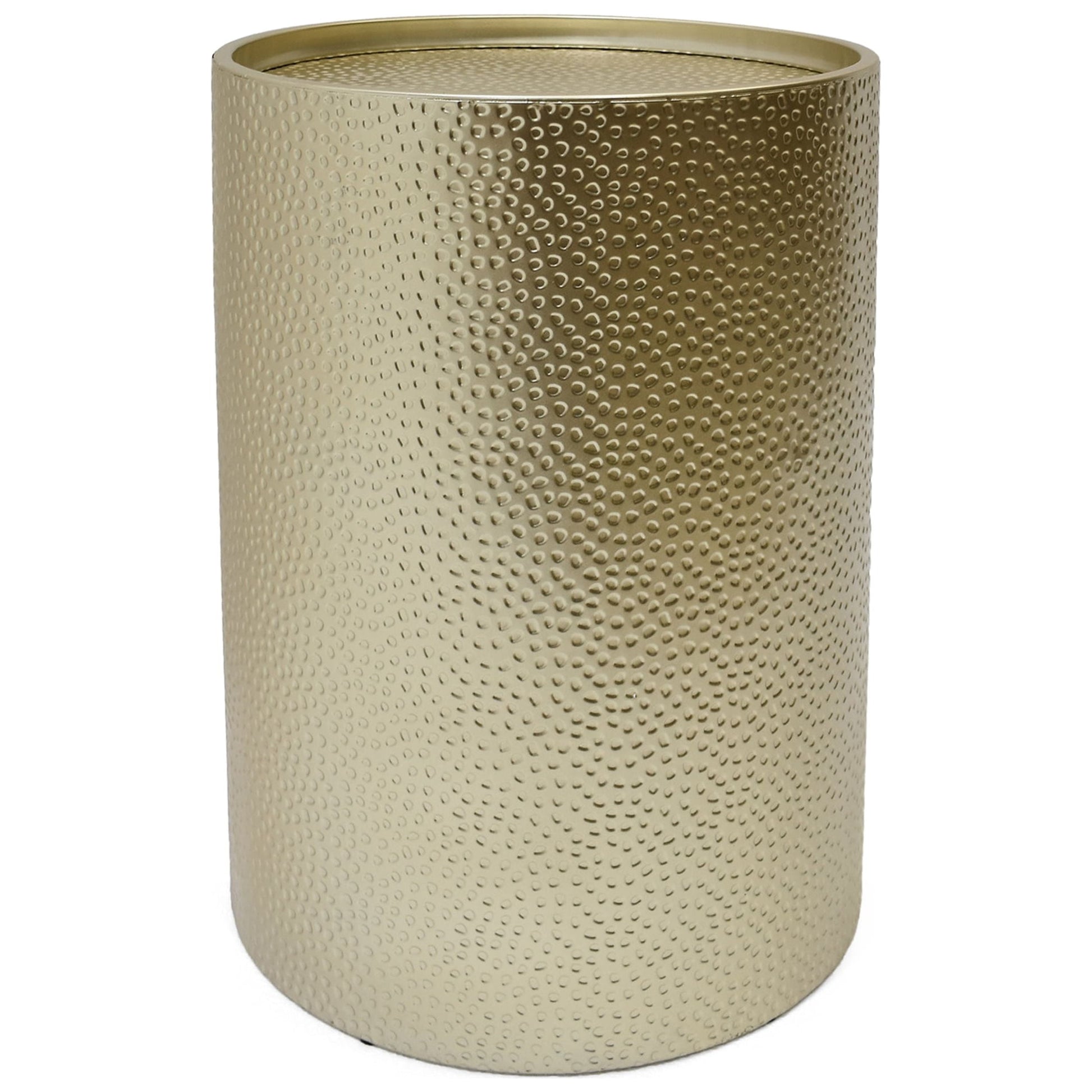 Noble House Jensen Modern Round Accent Table with Hammered Iron, Gold