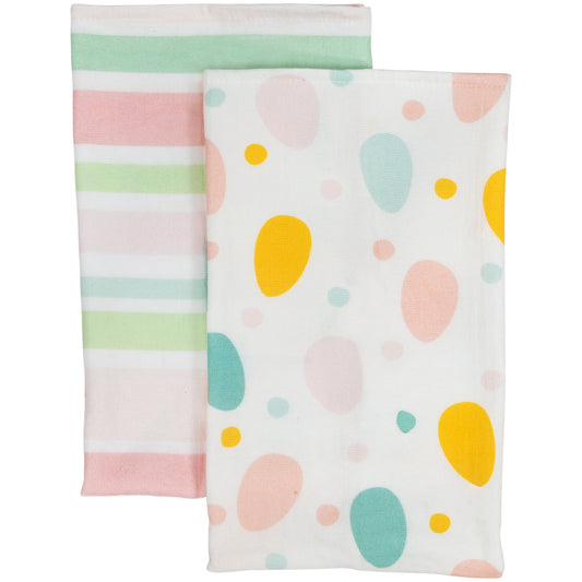 Northlight Stripes and Easter Eggs Kitchen Tea Towels - 26" - Set of 2