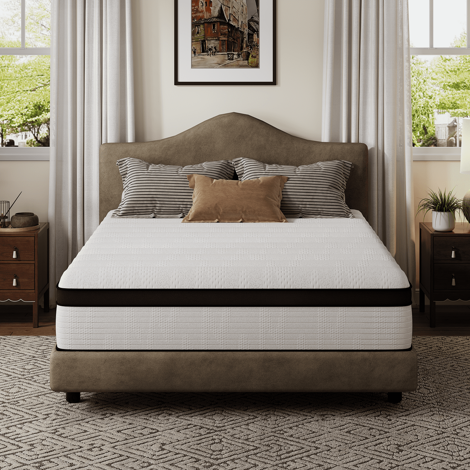 Avenco Whisper 10" Queen Hybrid Mattress in a Box â€“ Gel Memory Foam & Pocket Coils, Medium Firm Support, Pressure Relief, Cooling Comfort