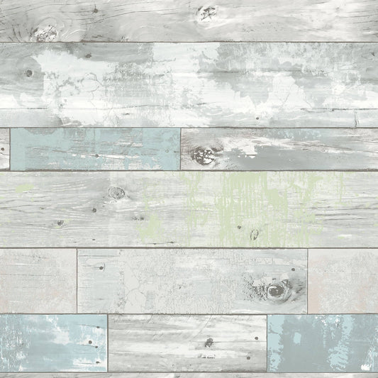 NuWallpaper Multicolor Beachwood Vinyl Peel And Stick Wallpaper, 216-in by 20.5-in, 30.75 sq. ft.
