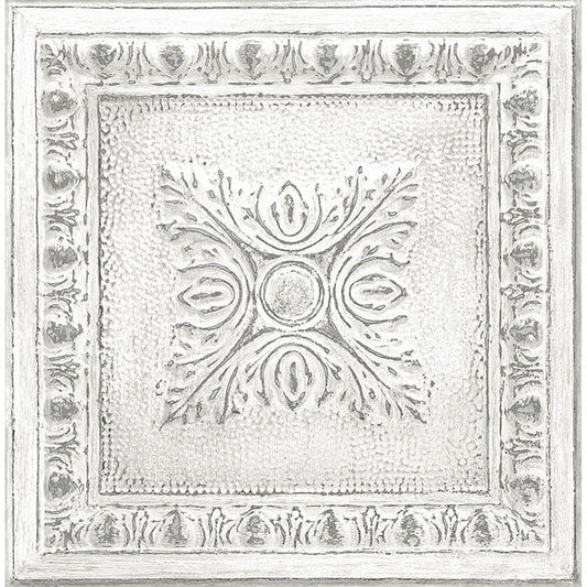 NuWallpaper Reclaimed Tin Vinyl Peel And Stick Wallpaper, 216-in by 20.5-in, 30.75 sq. ft.