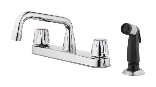 OakBrook Compression Two Handle Kitchen Faucet with Deck Mount Side Sprayer, Chrome