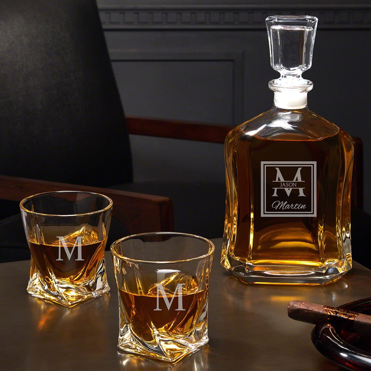 Oakhill Personalized Twist Whiskey Decanter Set