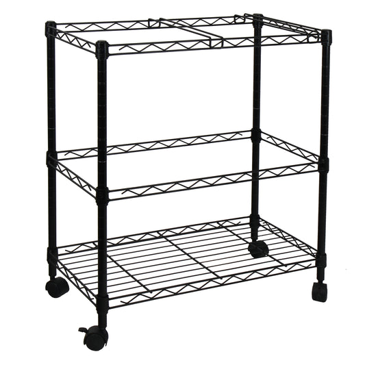 Oceanstar Portable 1-Tier Metal Rolling File Cart with Swivel Casters, 24 L x 12.4 W x 22 H inches, Black Color