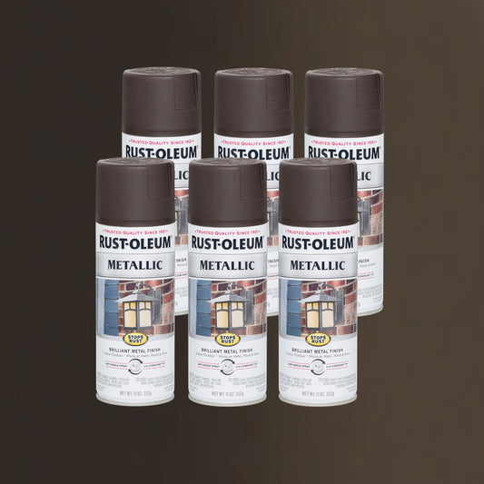 6 Pack, Oil Rubbed Bronze, Rust-Oleum Stops Rust Metallic Protective Enamel Spray Paint-248636, 11 oz