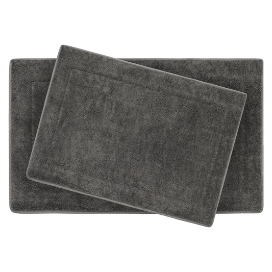 Oliver Brown Solid Print Traditional Bath Rugs, Gray, 17" x 24", 2-Pieces