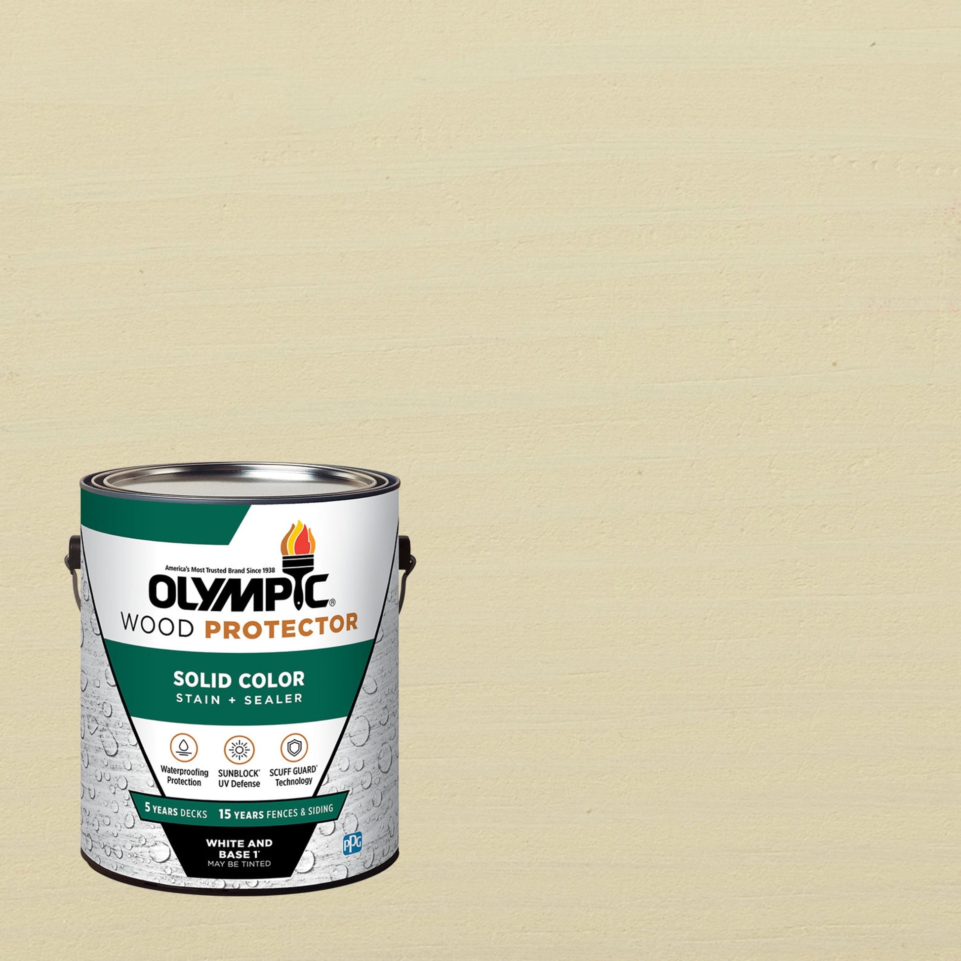 Olympic 1 Gallon SC-1055 Off White Exterior Solid Wood Protector Stain Plus Sealer in One