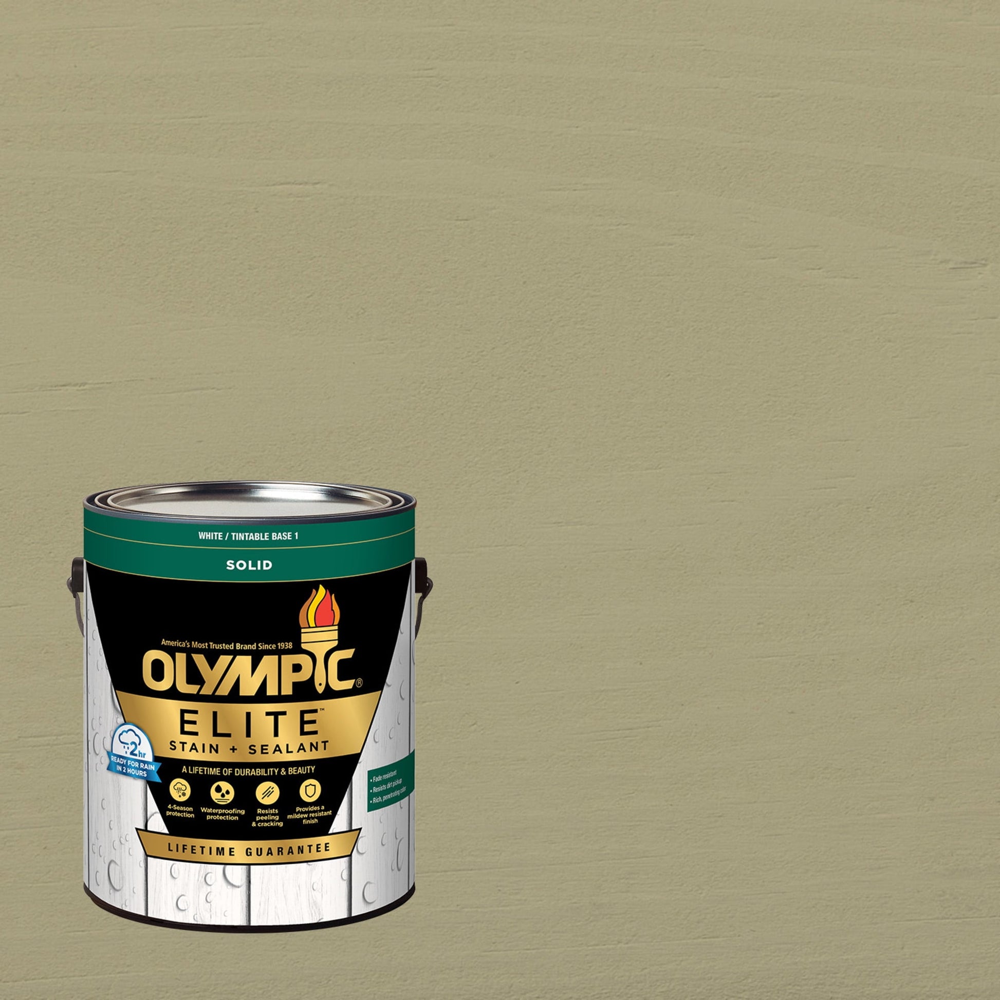 Olympic Elite 1 Gallon SC-1017 Vanilla Bean Solid Advanced Exterior Stain and Sealer in One