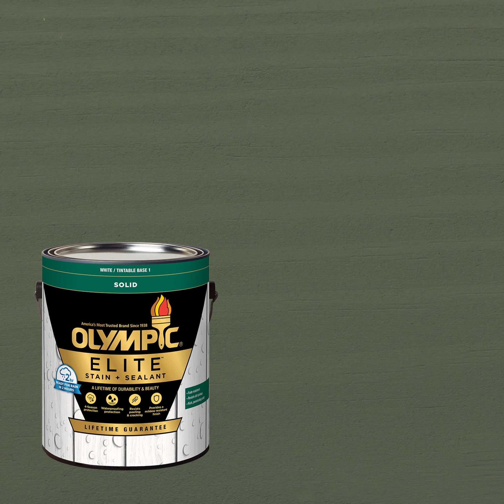 Olympic Elite 1 Gallon SC-1018 Cool Breeze Solid Advanced Exterior Stain and Sealer in One