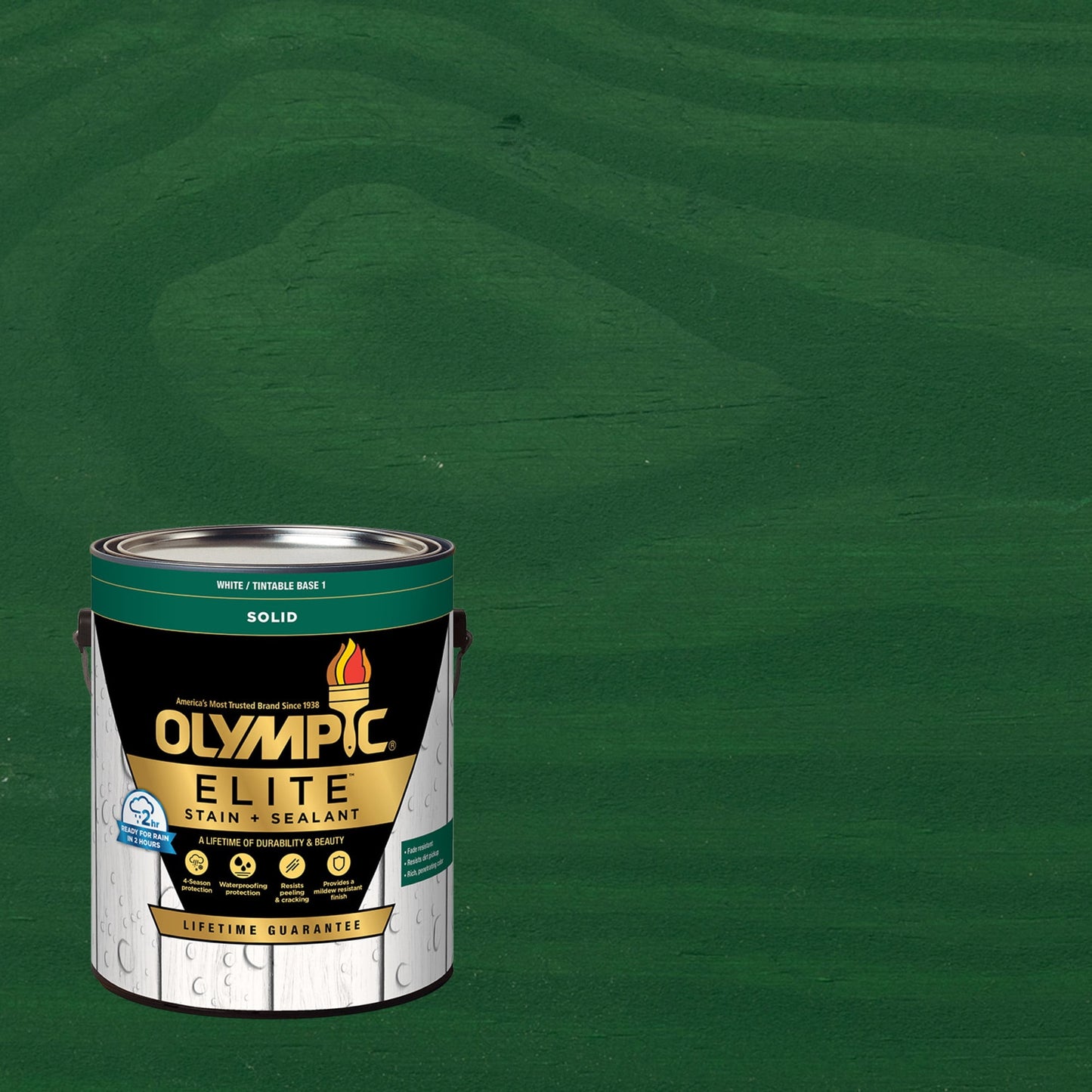 Olympic Elite 1 Gallon SC-1033 Forest Solid Advanced Exterior Stain and Sealer in One