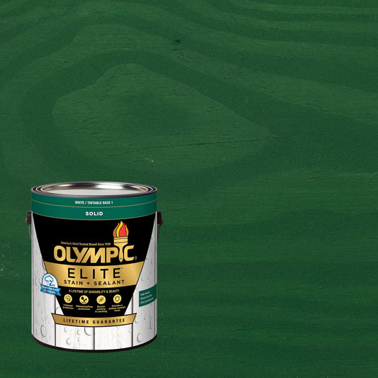 Olympic Elite 1 Gallon SC-1033 Forest Solid Advanced Exterior Stain and Sealer in One
