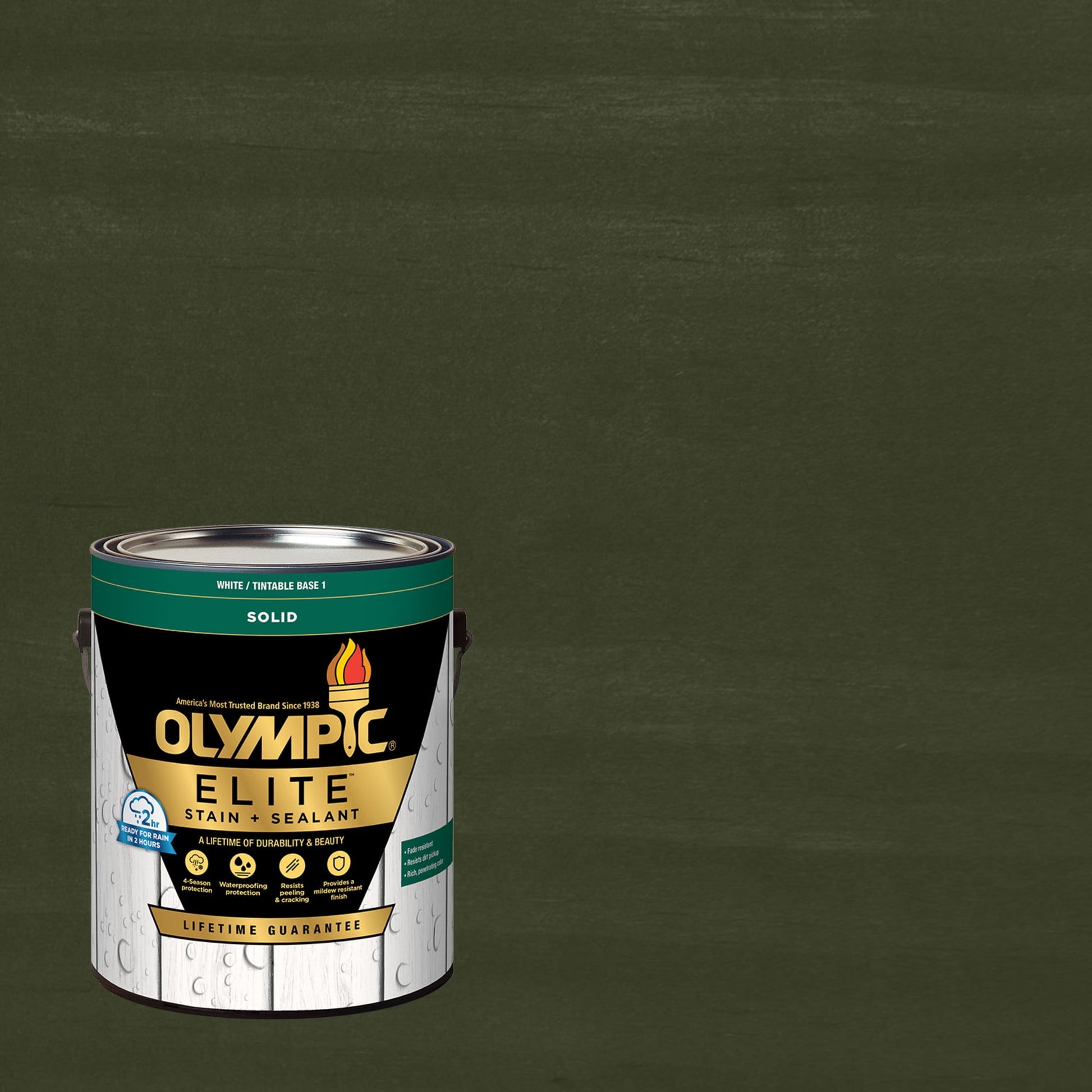 Olympic Elite 1 Gallon SC-1063  Pocono Pine Solid Advanced Exterior Stain and Sealer in One