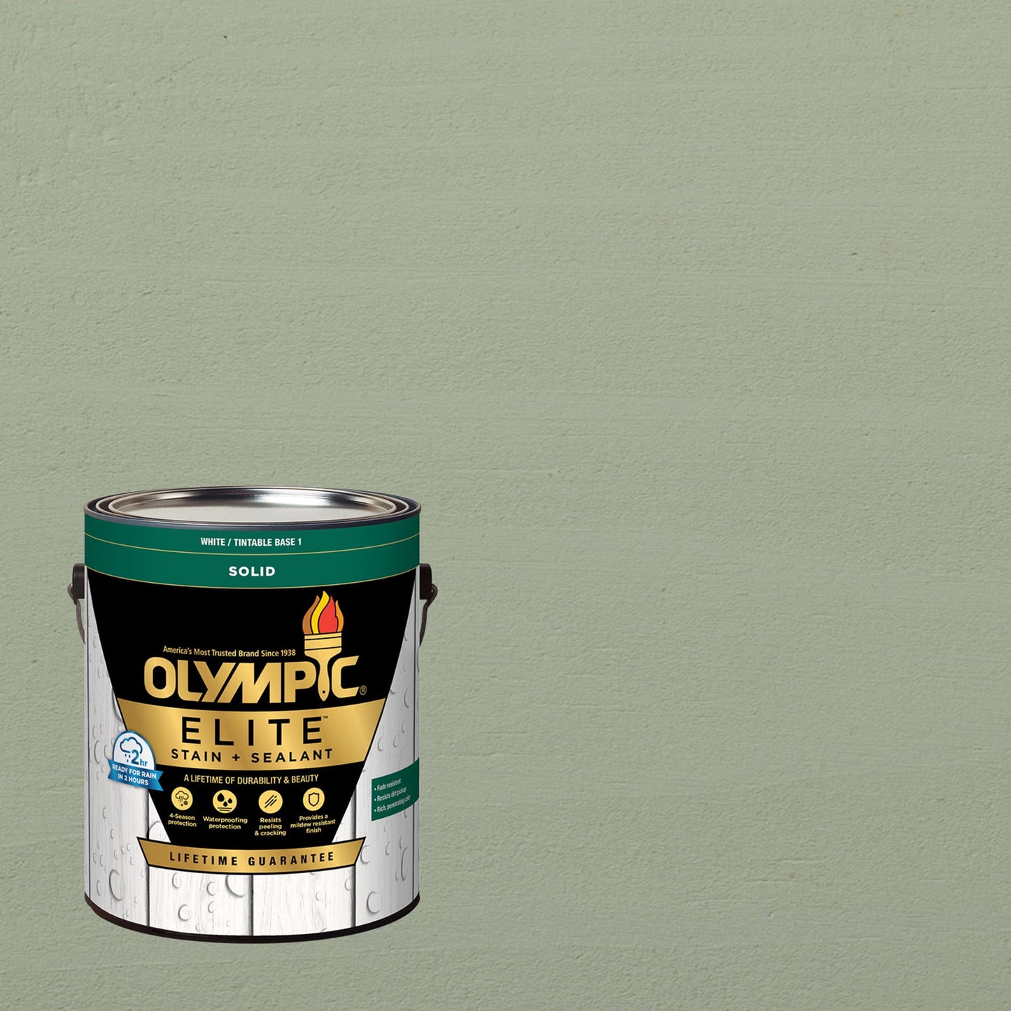 Olympic Elite 1 Gallon SC-1076 Silver Lining Solid Advanced Exterior Stain and Sealer in One