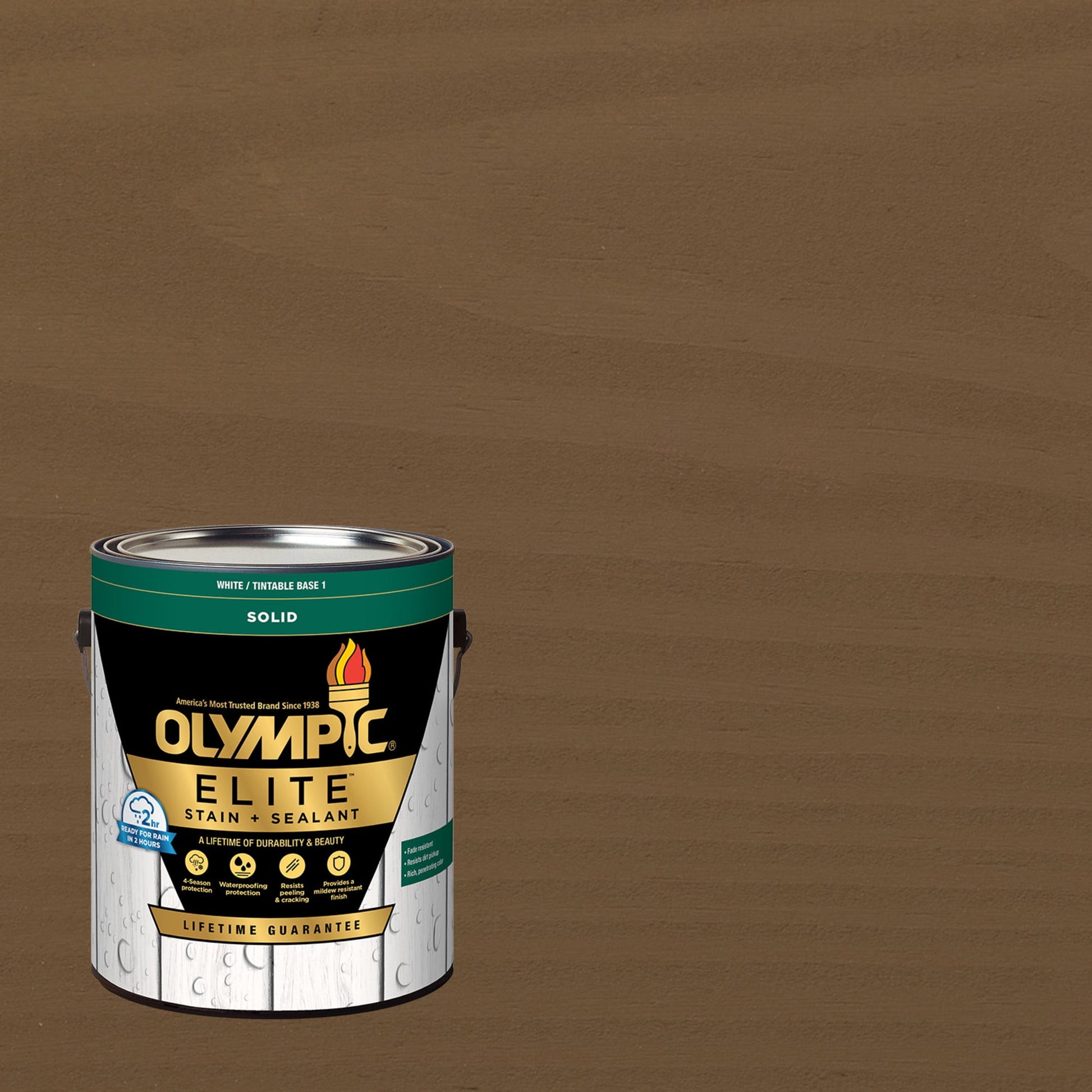 Olympic Elite 1 Gallon SC-1077 Smoky Suede Solid Advanced Exterior Stain and Sealer in One