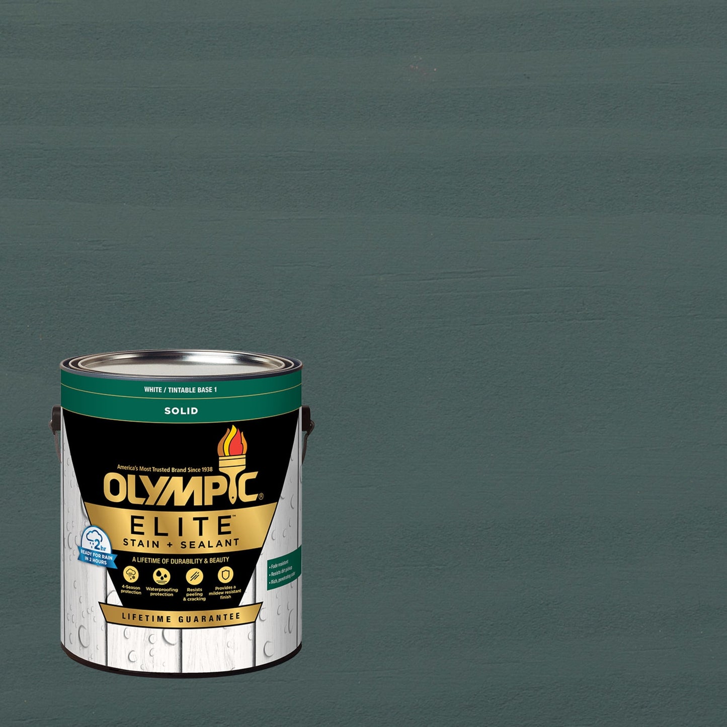 Olympic Elite 1 Gallon SC-1085 Waterhouse Solid Advanced Exterior Stain and Sealer in One