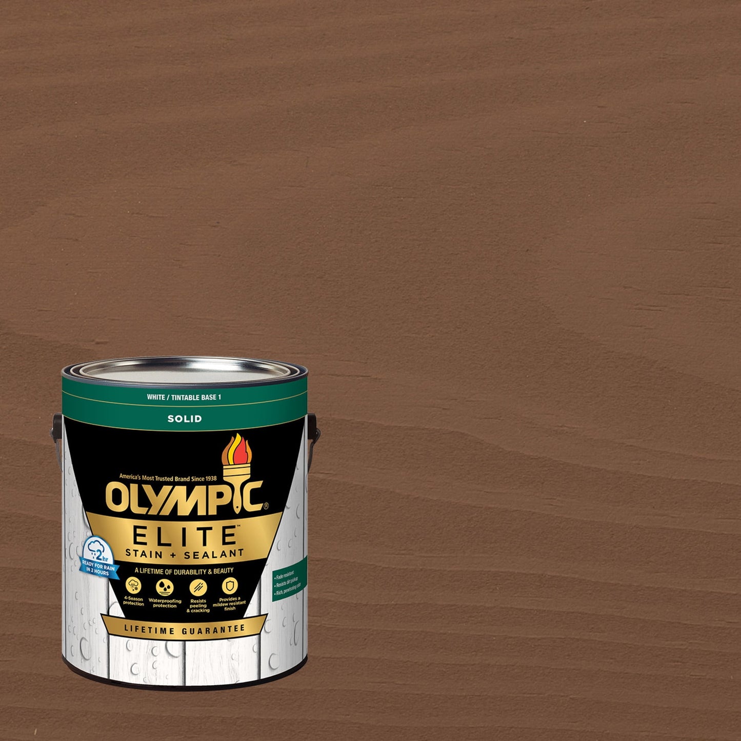 Olympic Elite 1 Gallon SC-1089 Woodchuck Solid Advanced Exterior Stain and Sealer in One