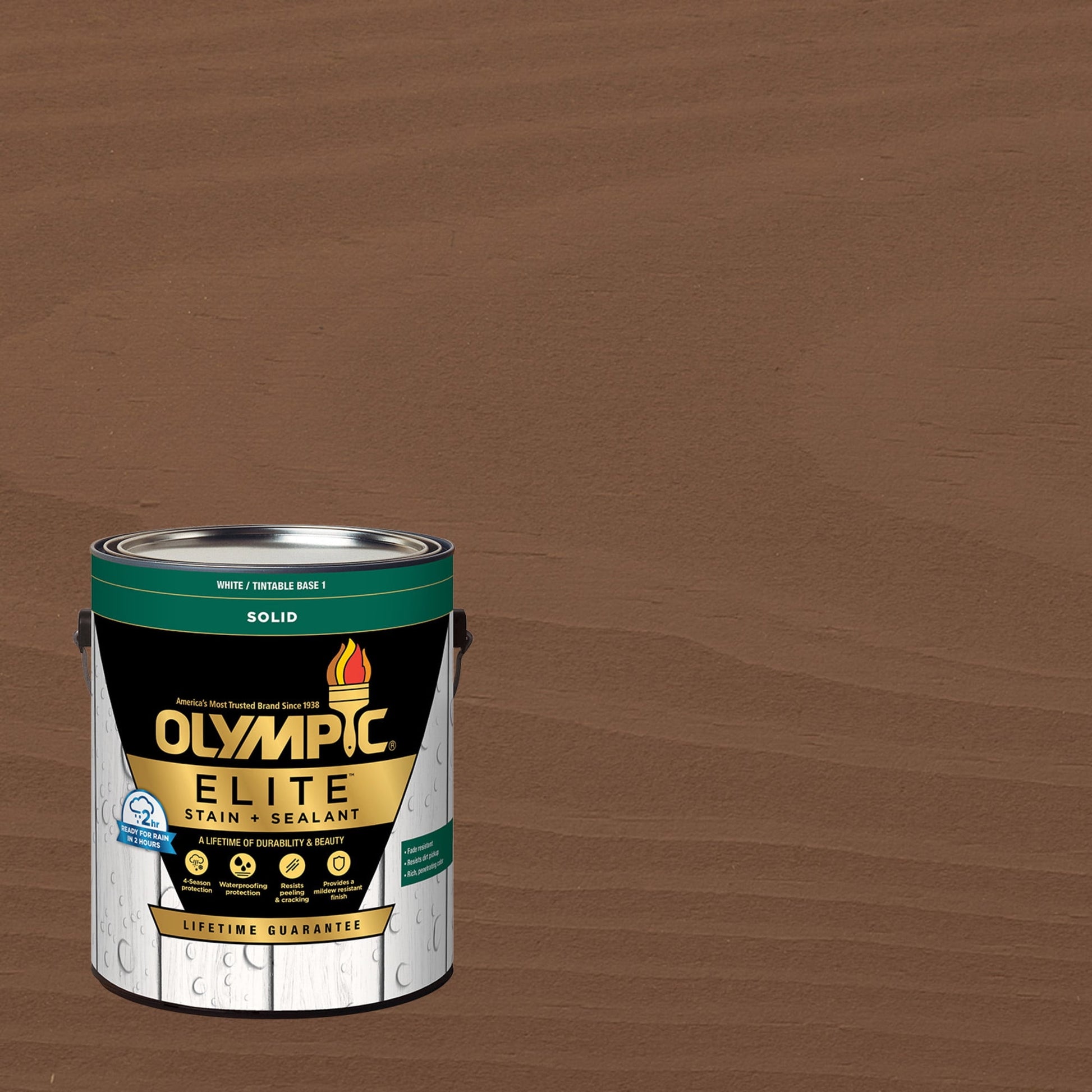 Olympic Elite 1 Gallon SC-1089 Woodchuck Solid Advanced Exterior Stain and Sealer in One