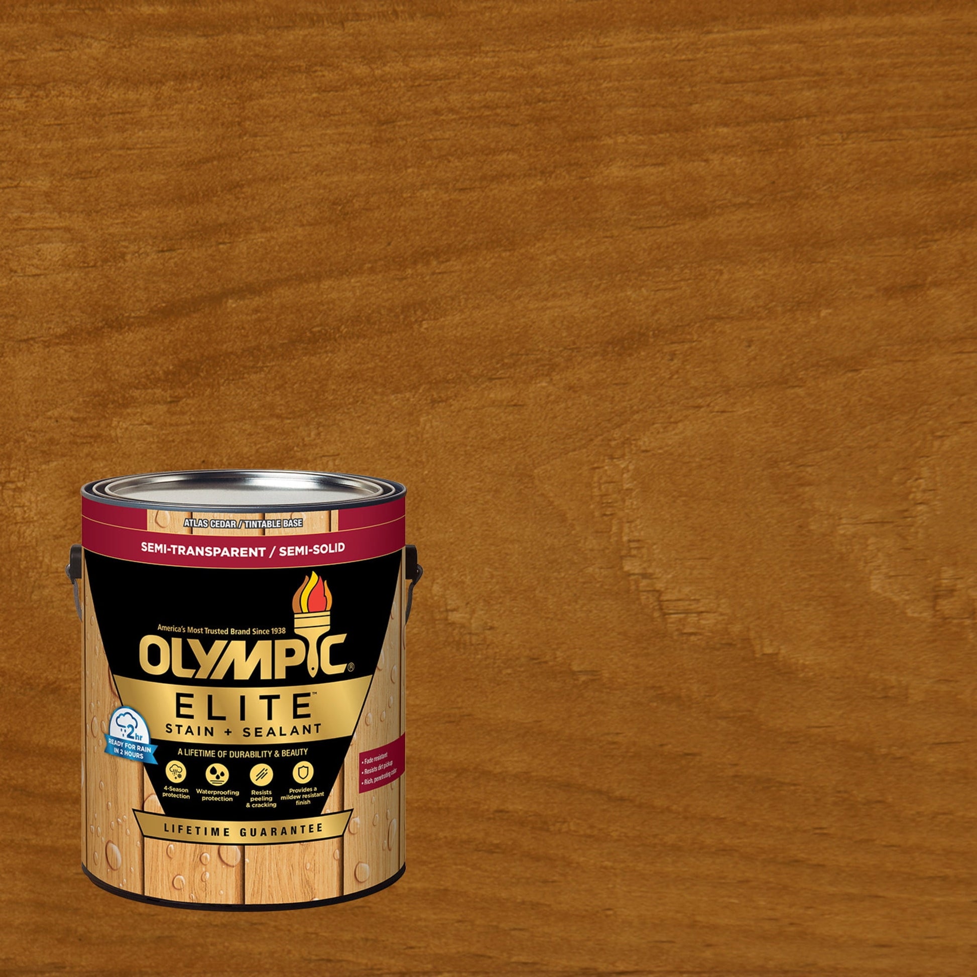 Olympic Elite 1 Gallon ST-2005 Cedar Naturaltone Semi-Transparent Exterior Stain and Sealer in One Low VOC