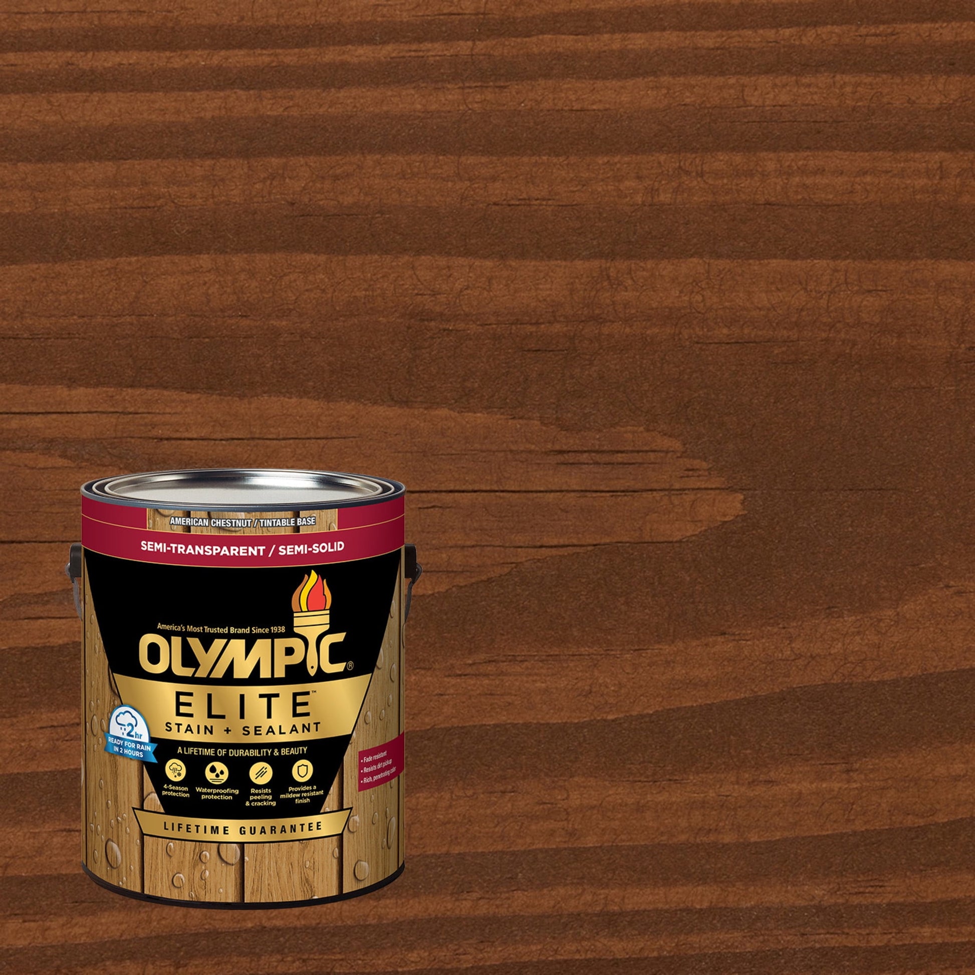 Olympic Elite 1 Gallon ST-2021 Royal Mahogany Semi-Transparent Exterior Stain and Sealer in One Low VOC