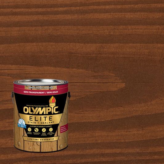 Olympic Elite 1 Gallon ST-2021 Royal Mahogany Semi-Transparent Exterior Stain and Sealer in One Low VOC