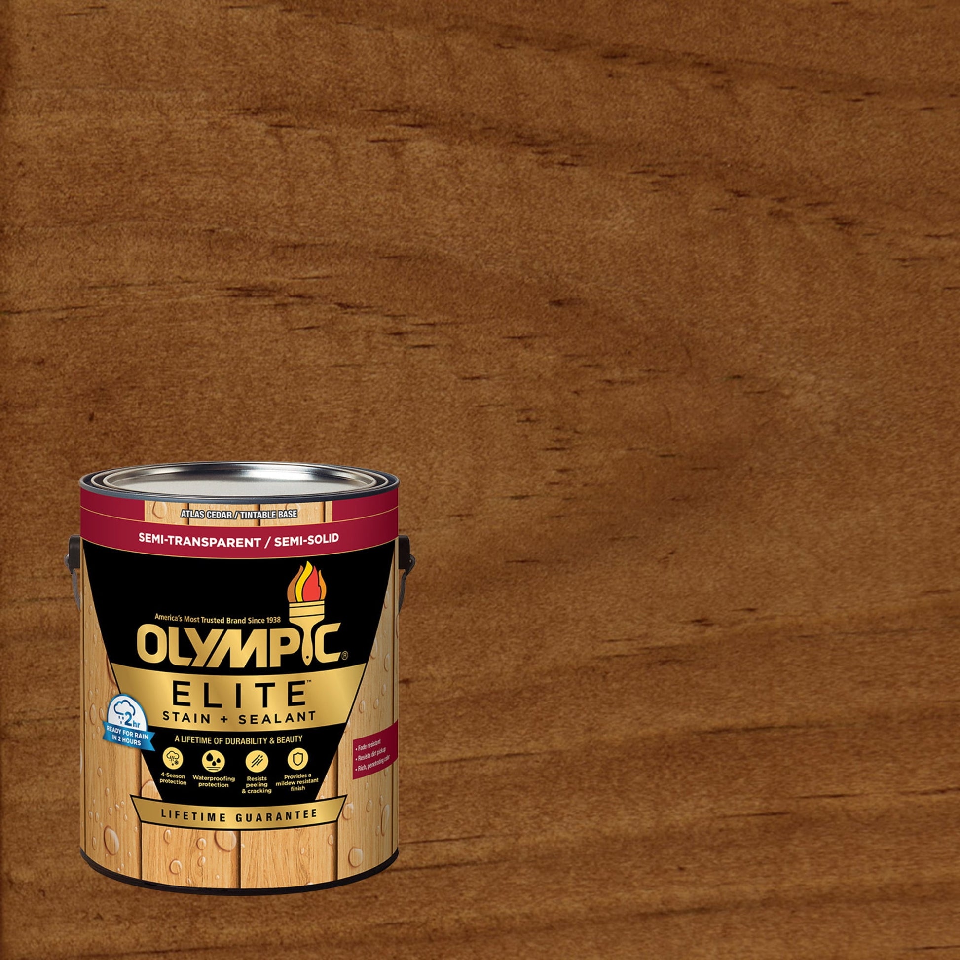 Olympic Elite 1 Gallon ST-2027 Timberline Semi-Transparent Exterior Wood Stain and Sealer in One Low VOC