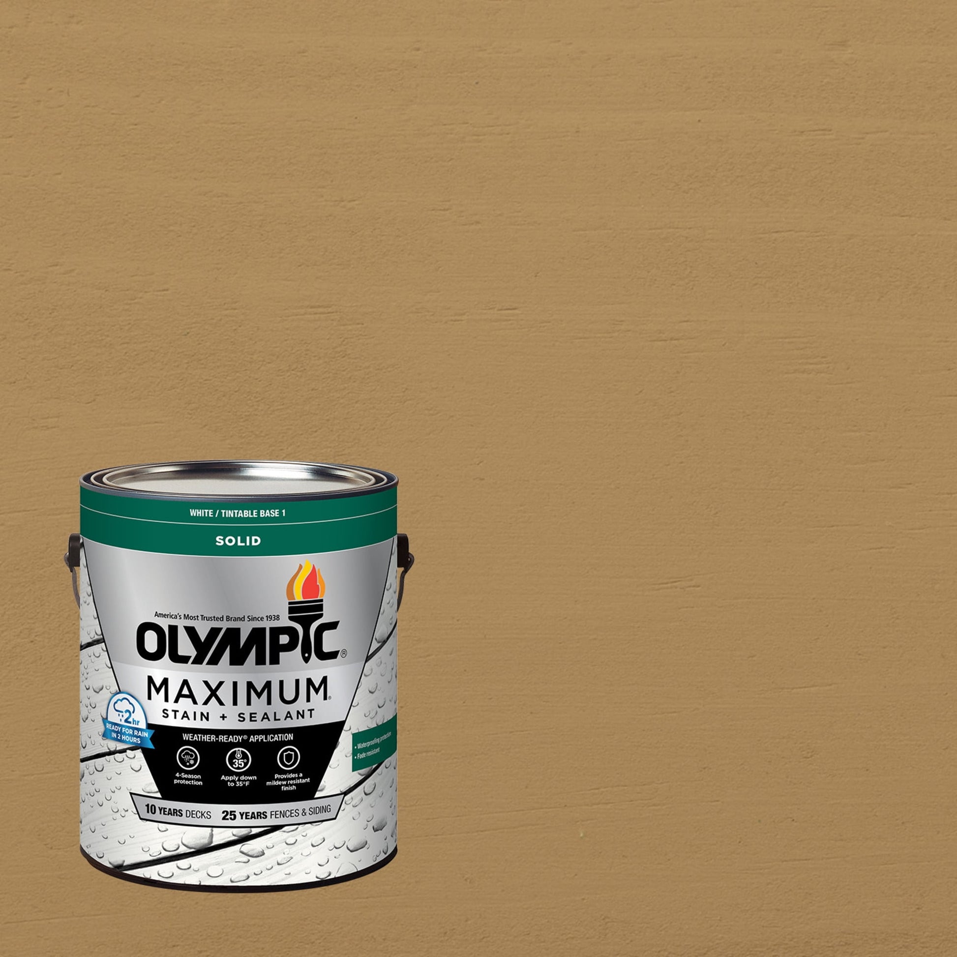 Olympic Maximum 1 Gallon SC-1015 Chamois Solid Color Exterior Stain and Sealer in One