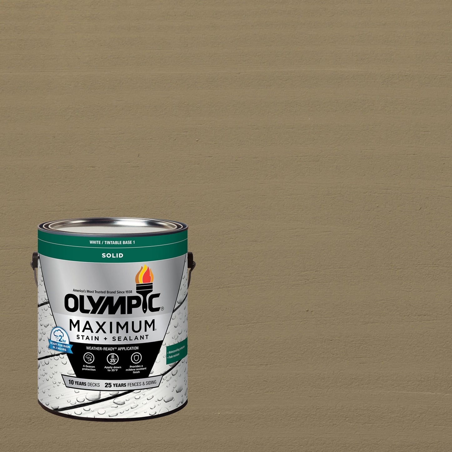 Olympic Maximum 1 Gallon SC-1041 Jefferson Tan Solid Color Exterior Stain and Sealer in One