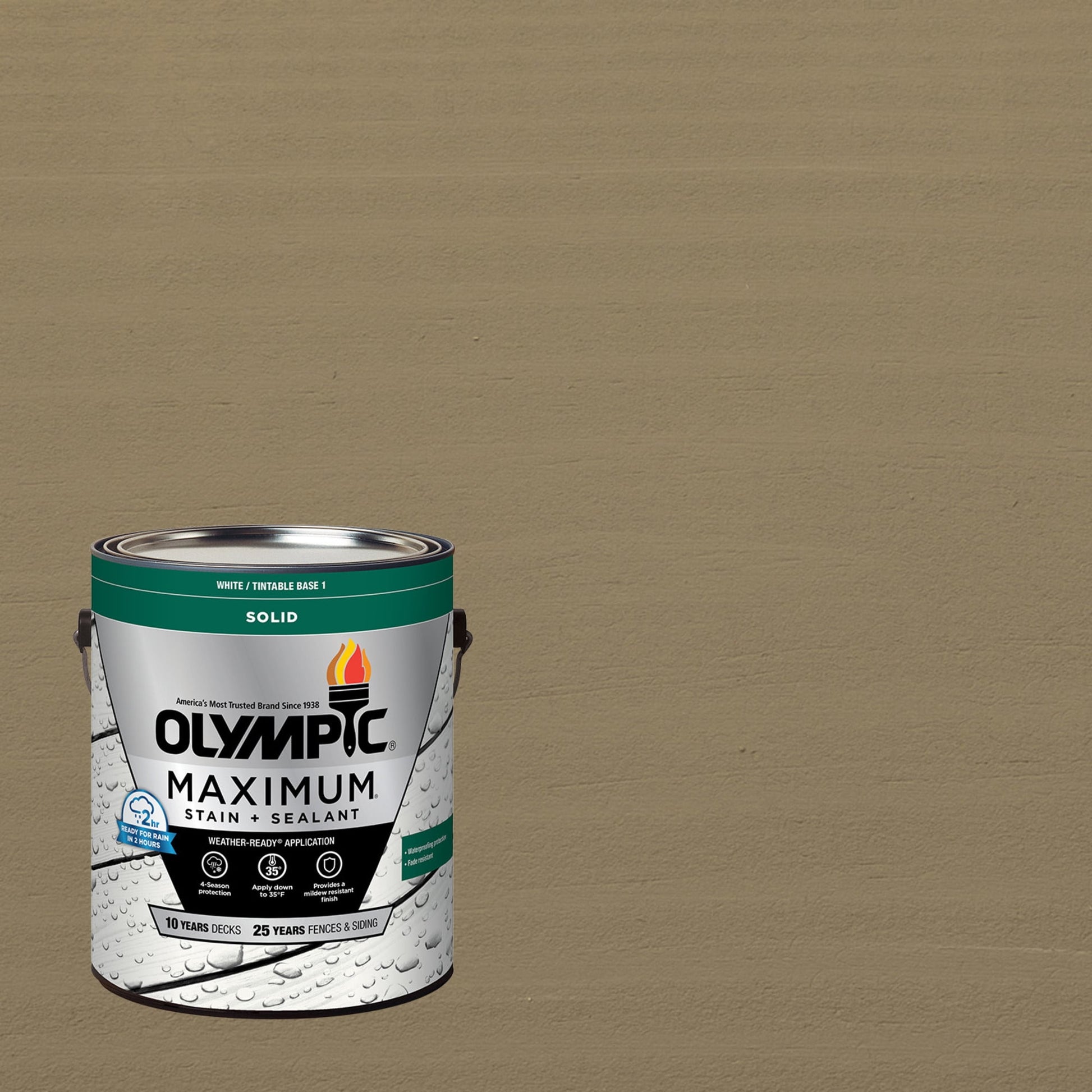 Olympic Maximum 1 Gallon SC-1041 Jefferson Tan Solid Color Exterior Stain and Sealer in One