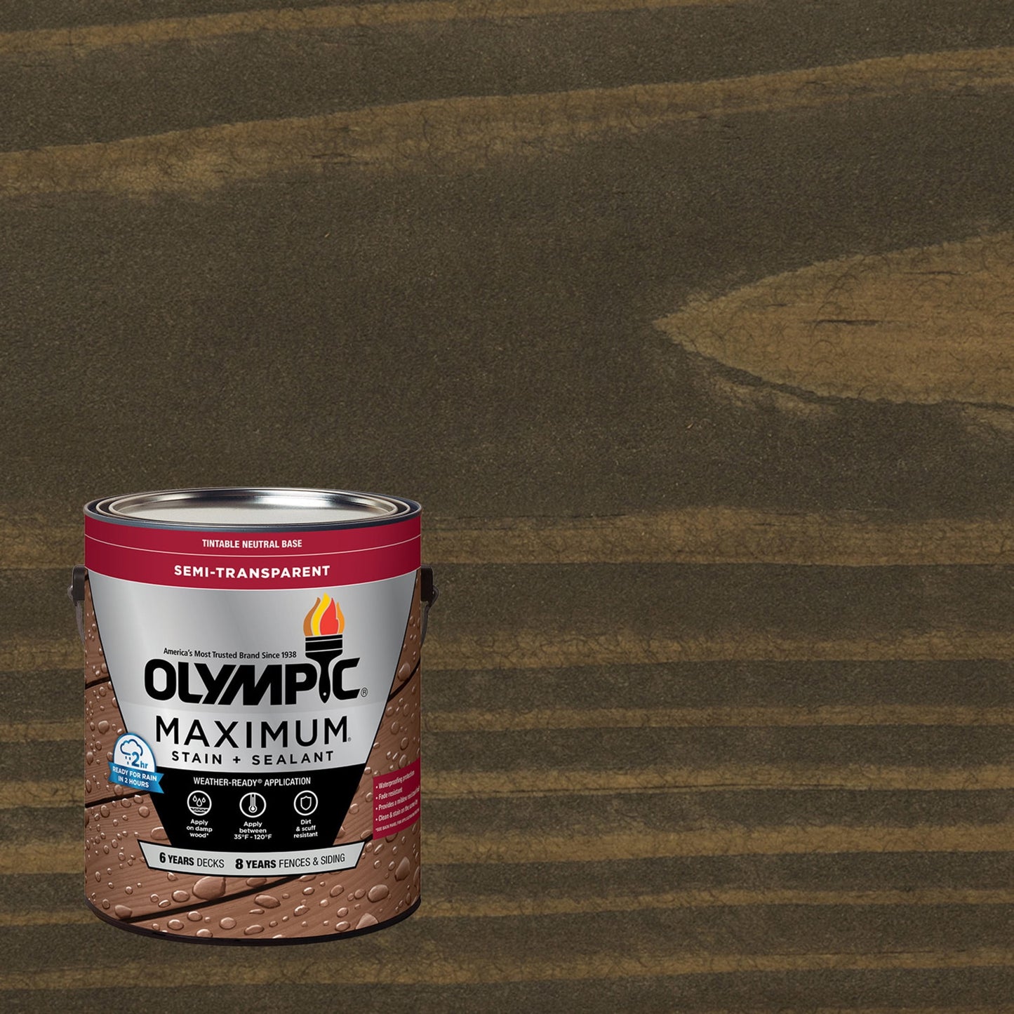 Olympic Maximum 1 Gallon ST-2007 Cinder Semi-Transparent Exterior Stain and Sealer in One Low VOC