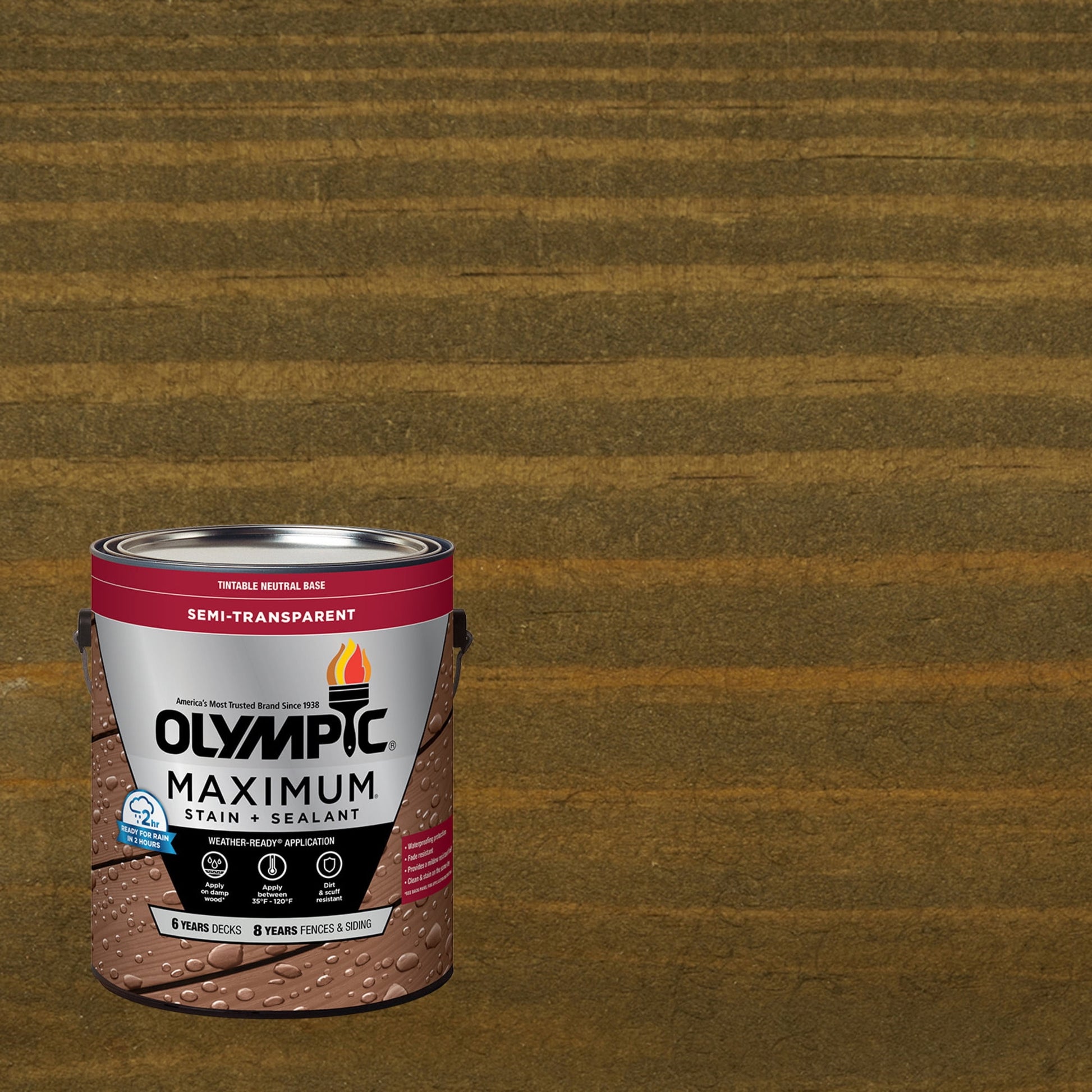 Olympic Maximum 1 Gallon ST-2008 Coffee Semi-Transparent Exterior Stain and Sealer in One Low VOC