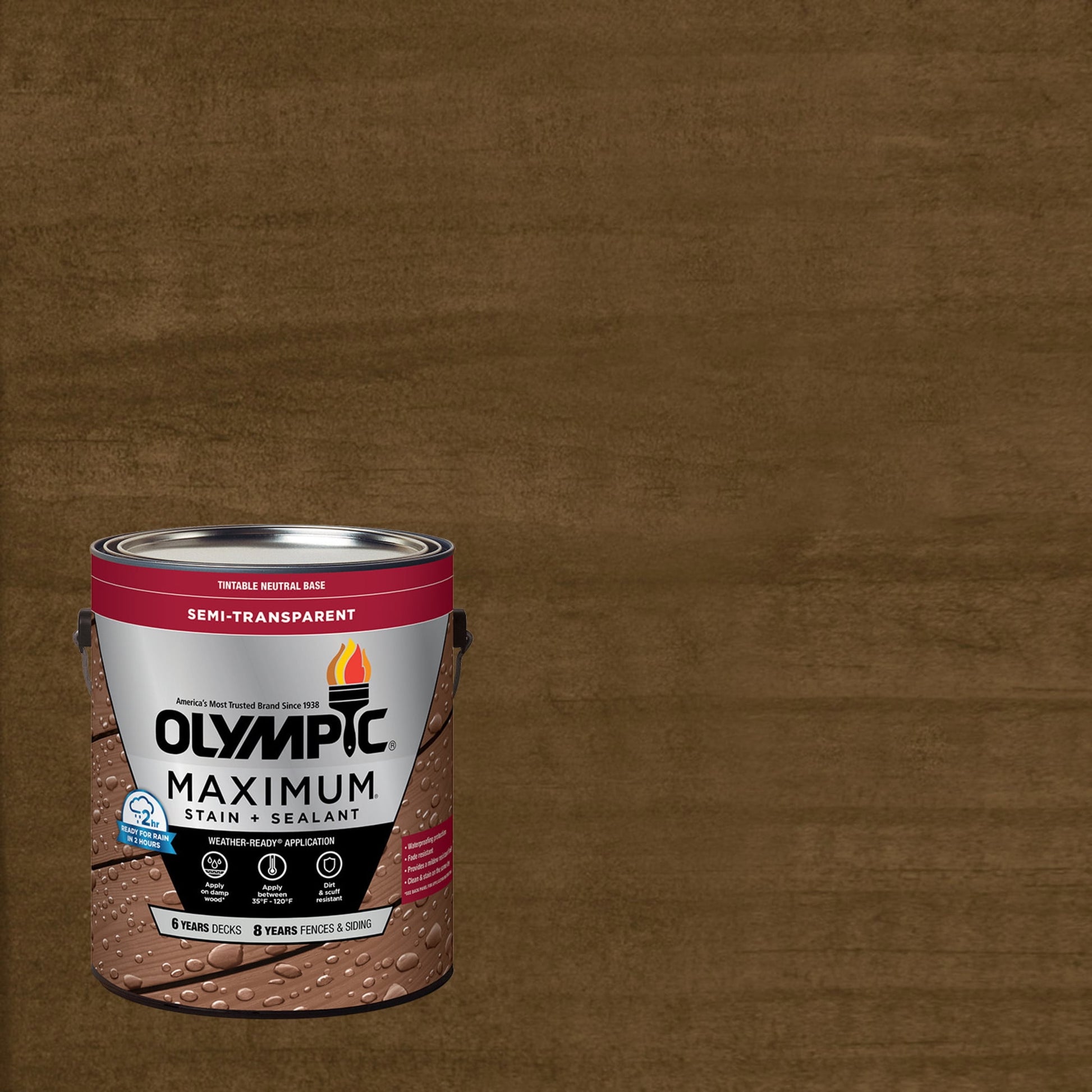 Olympic Maximum 1 Gallon ST-2012 Dark Oak Semi-Transparent Exterior Stain and Sealer in One Low VOC