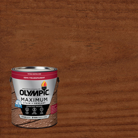 Olympic Maximum 1 Gallon ST-2022 Russet Semi-Transparent Exterior Stain and Sealer in One Low VOC