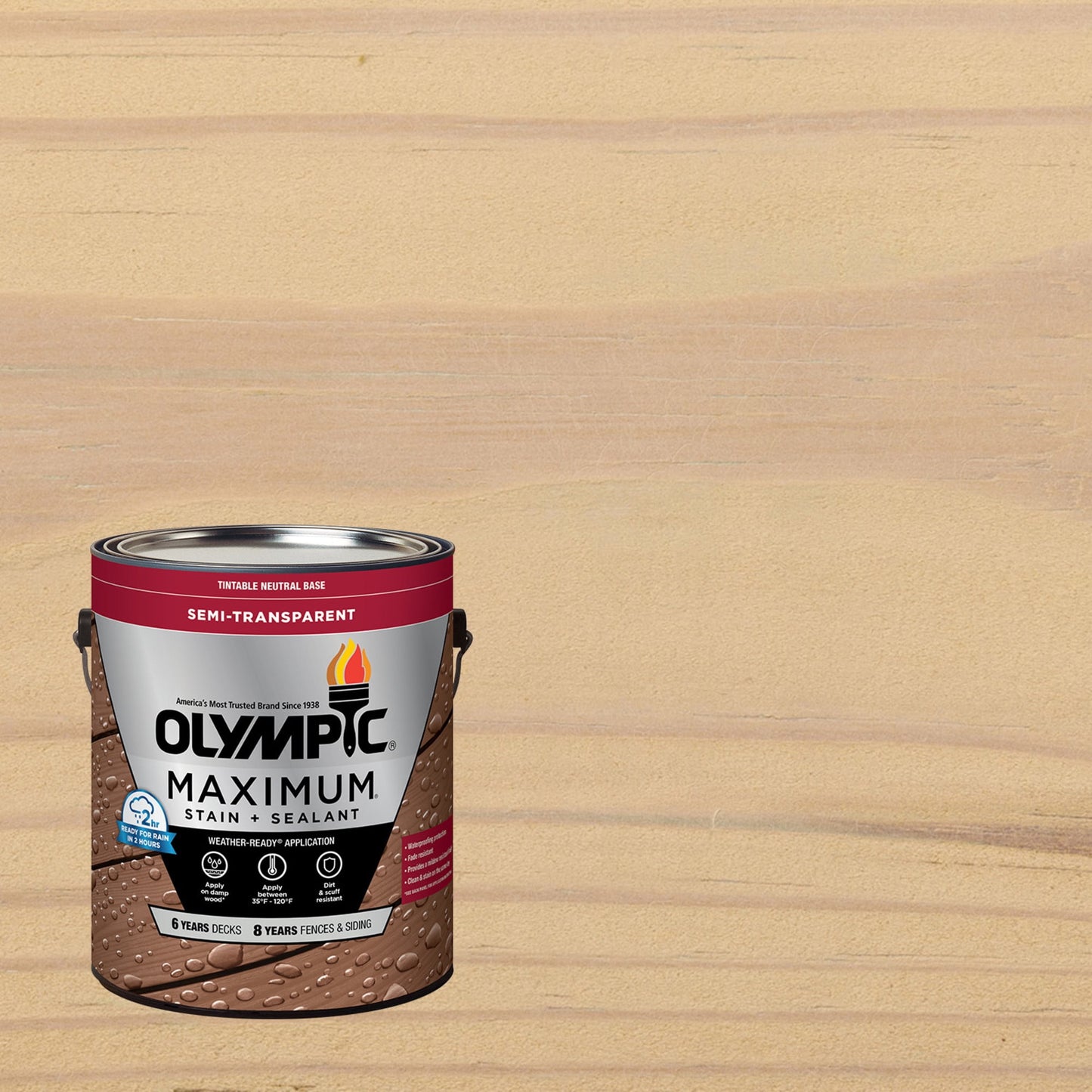 Olympic Maximum 1 Gallon ST-2030 White Birch Semi-Transparent Exterior Stain and Sealer in One Low VOC