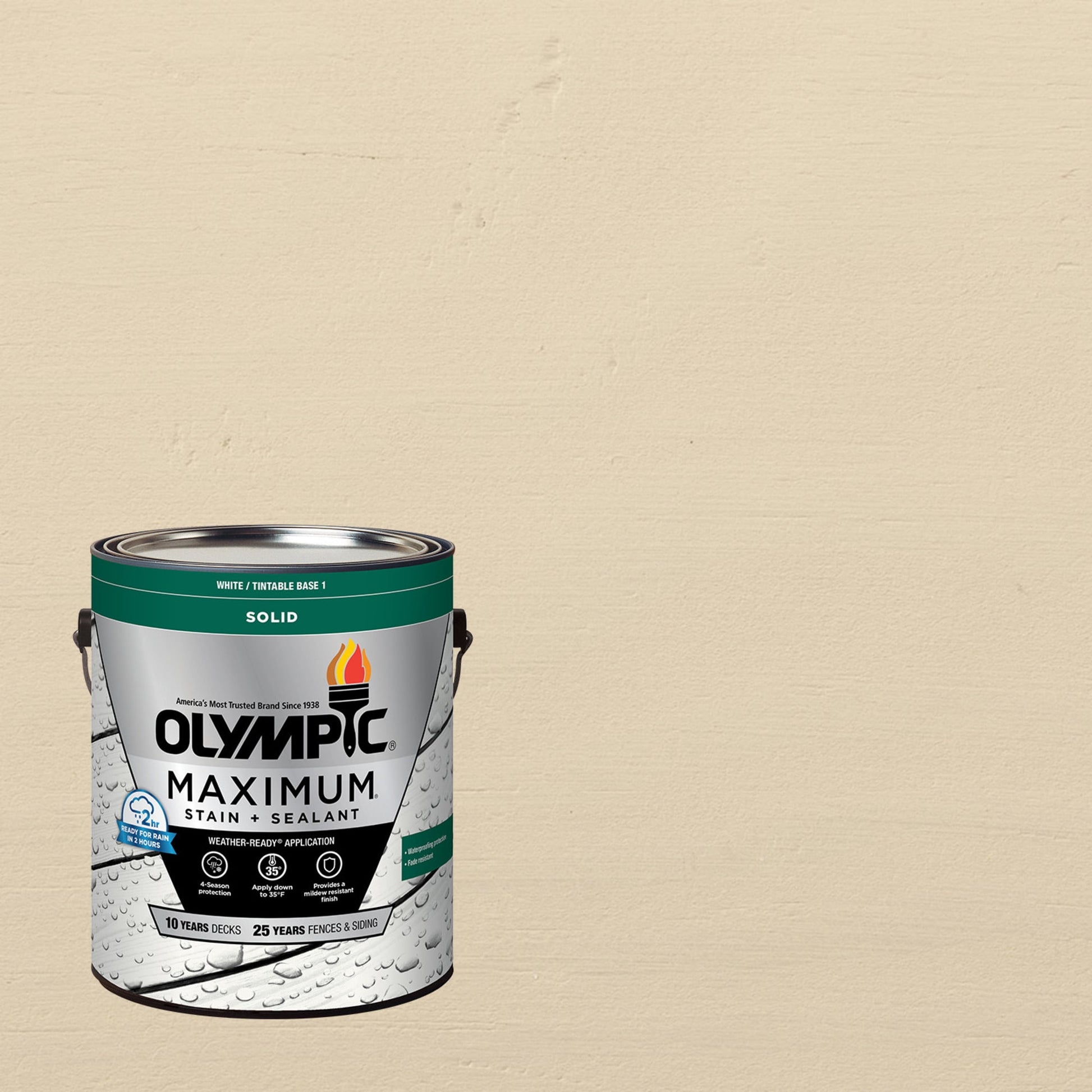 Olympic Maximum 1 GallonSC-1086 White Sands Solid Color Exterior Stain and Sealer in One