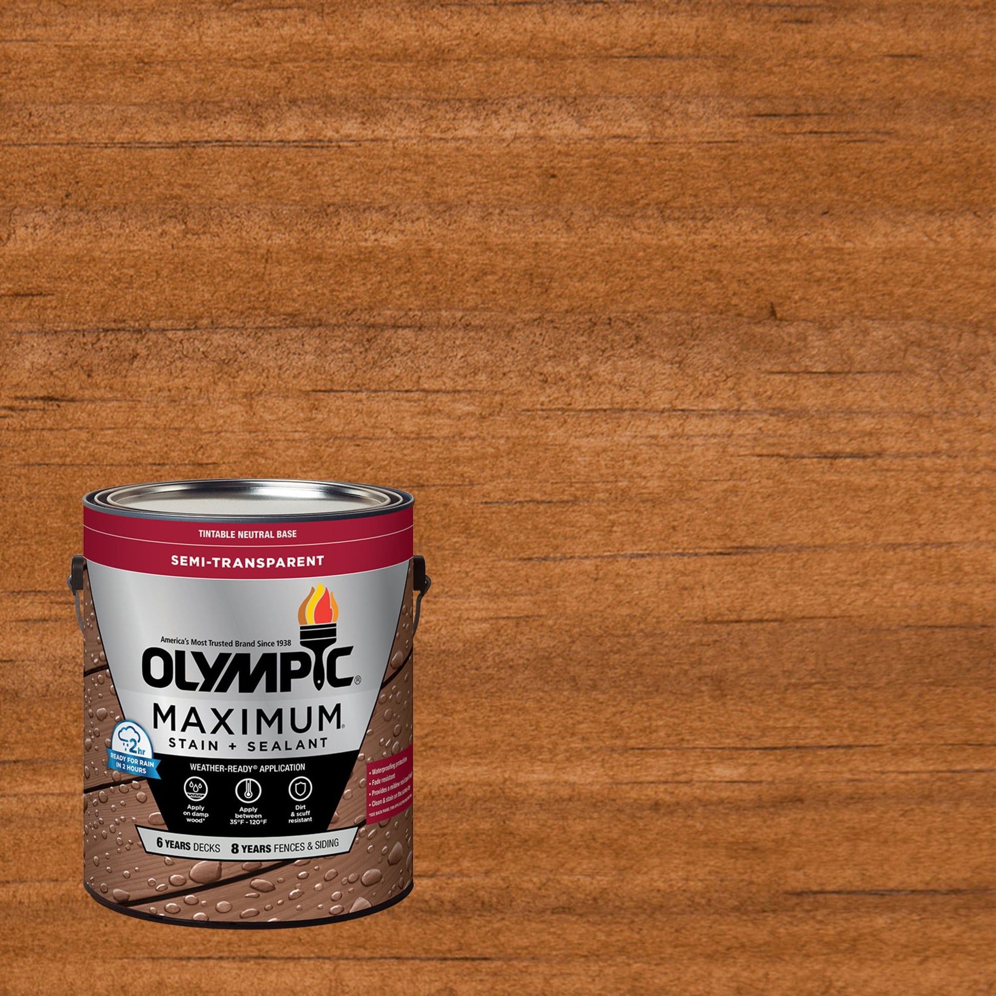 Olympic Maximum 1 Gallon ST-2023 Rustic Cedar Semi-Transparent Exterior Stain and Sealer in One Low VOC