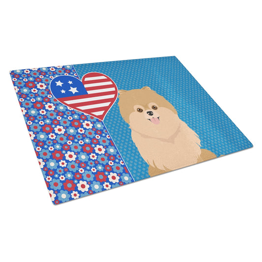 Orange Pomeranian Glass Cutting Board Large 12 in x 15 in