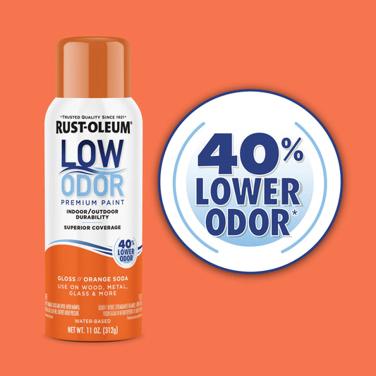 6 Pack, Orange Soda, Rust-Oleum Low Odor Premium Gloss Spray Paint-388268, 11 oz