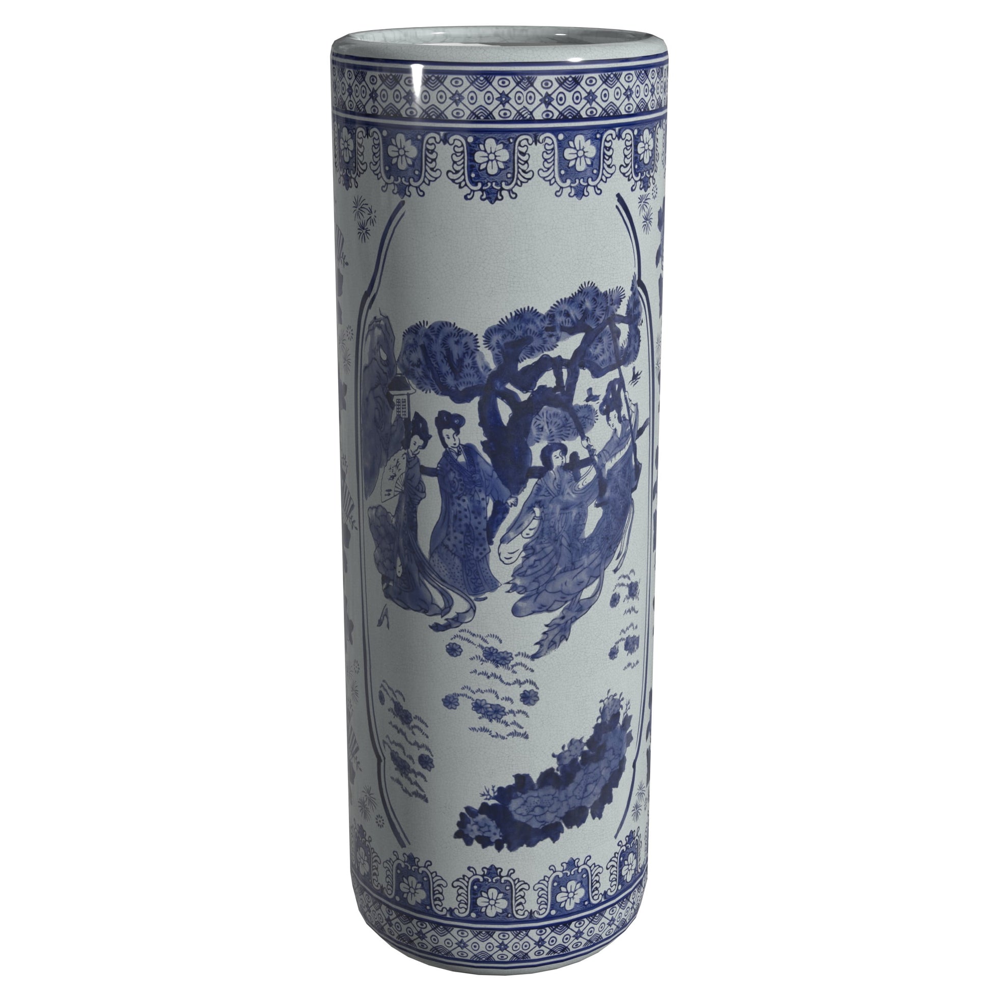 Red Lantern 24" Ladies Blue & White Porcelain Umbrella Stand