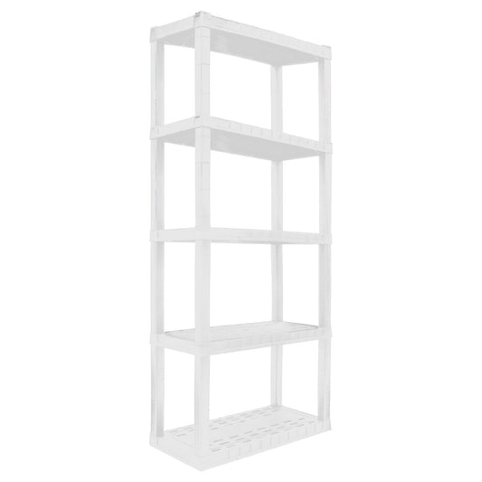 Oskar Plastic Shelves Garage Shelving Unit 5-Tier W30 x D14 x H75" Multipurpose Organizer for Home Storage, white