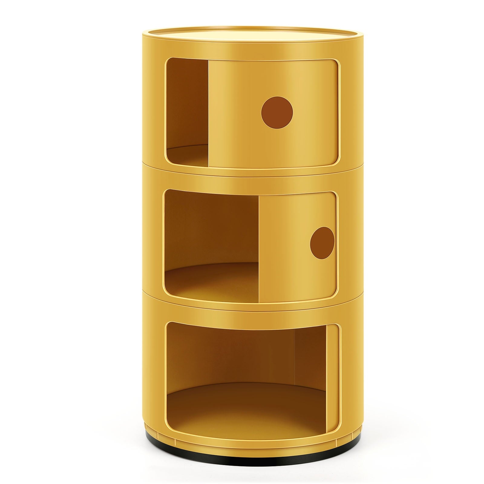 Oumilen 3 Drawer Sliding Barrel Modern Bedroom Nightstand, Yellow