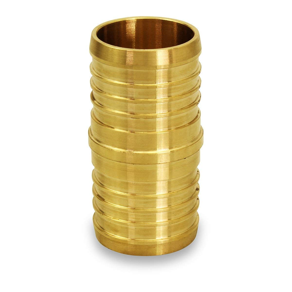 PEX X PEX Straight Coupling Barb Pipe Fitting, 1 Inch Brass (10 pack)