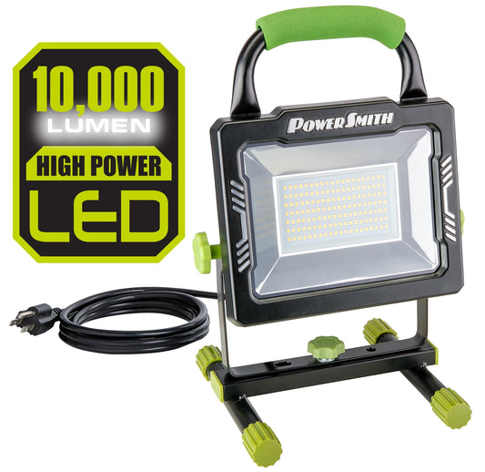 POWERSMITH PWLS100H 10000 Portable LED Work Light with Metal Housing and Stand, Impact Resistant Lens, and 5 Year Warranty
