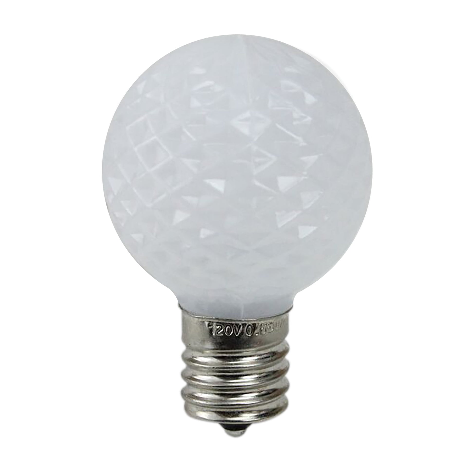 Pack of 25 Faceted LED G40 Pure White Christmas Replacement Bulbs