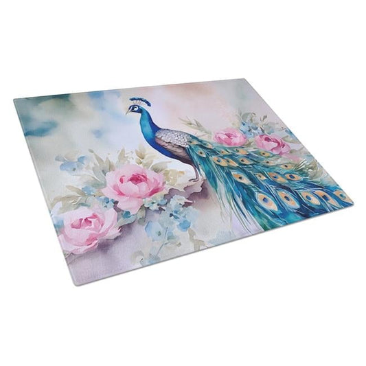Peacock Glass Cutting Board 12 in x 15 in