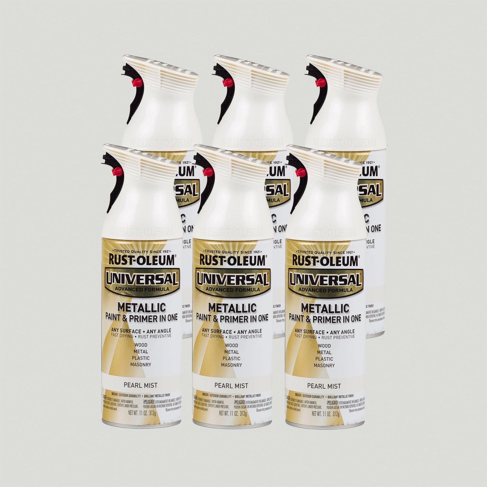 6 Pack, Pearl Mist, Rust-Oleum Universal All Surface Interior/Exterior Metallic Spray Paint-261411, 11 oz