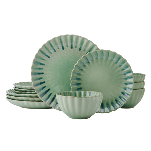 Pfaltzgraff Lucinda Green 12 Piece Dinnerware Set, Green