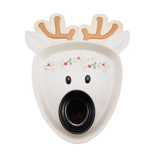 Pfaltzgraff Winterberry Reindeer Chip and Dip Serving Tray