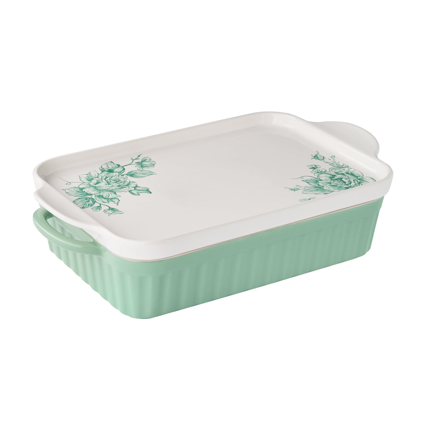 The Pioneer Woman Agatha Rectangular Baker with Platter Lid, 9" x 13"