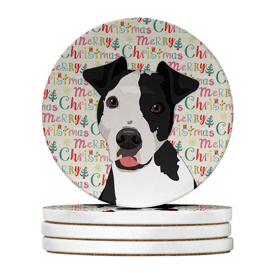 Pit Bull Black #2 Christmas Large Sandstone Coasters Pack of 4 4 in x 4 in